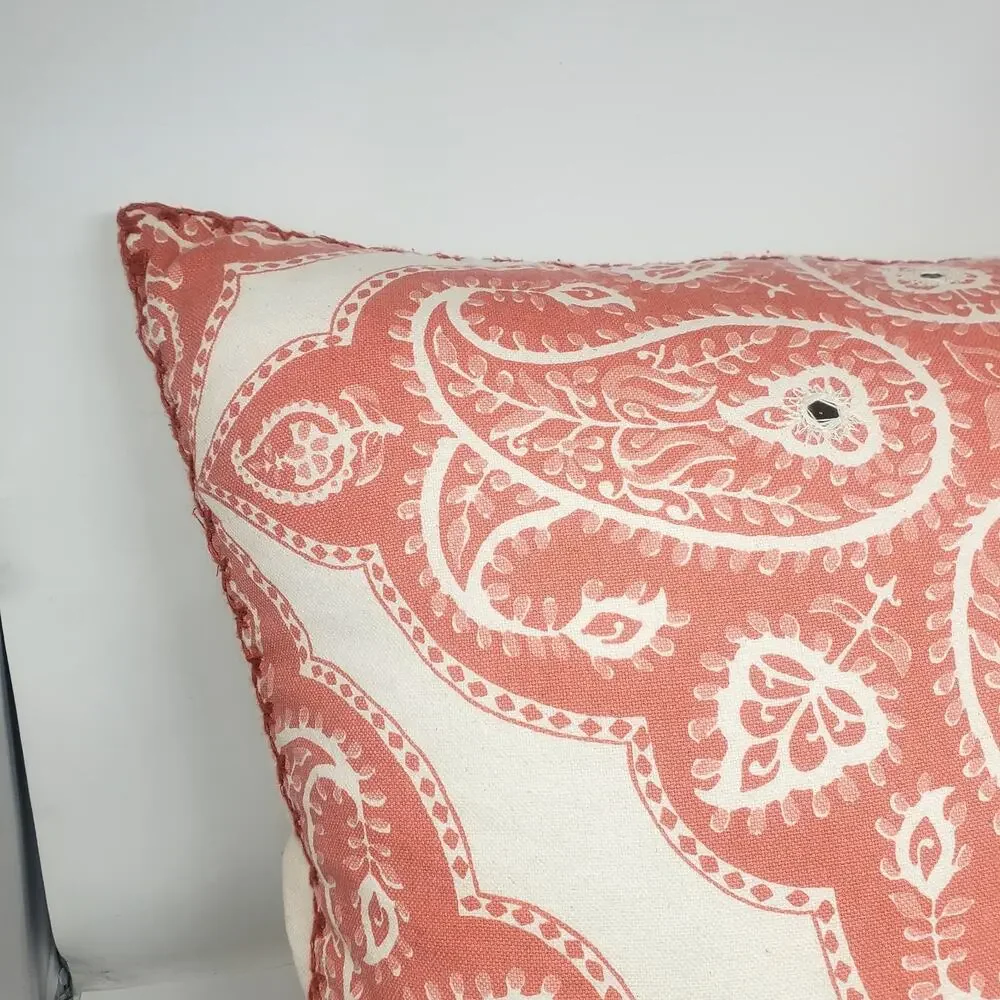 Pottery Barn Coral Cotta Embroider Sequin 1 Euro Sham 24